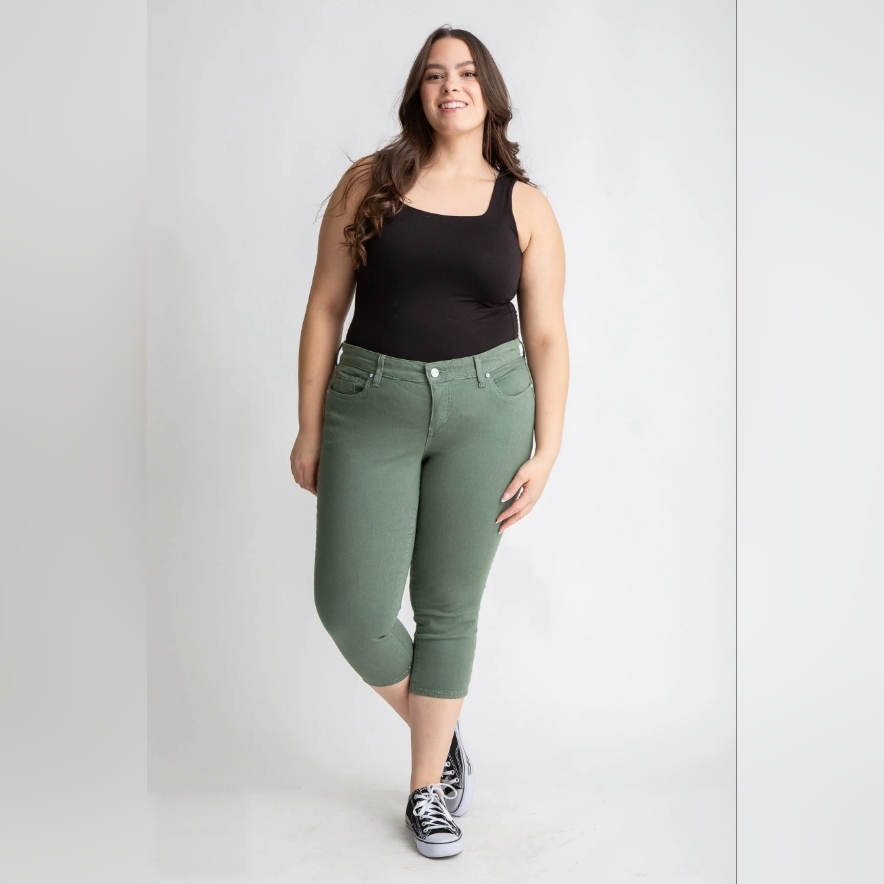 Slink - Women's Green Cropped Jeans